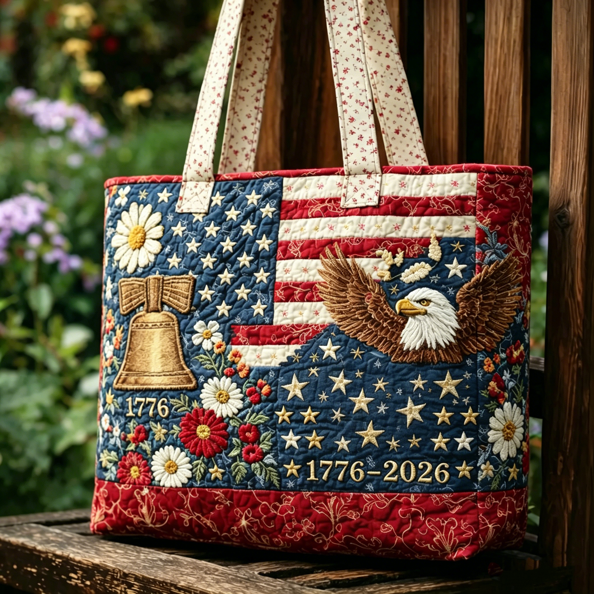 US 250th Anniversary Casual Quilted Tote Bag