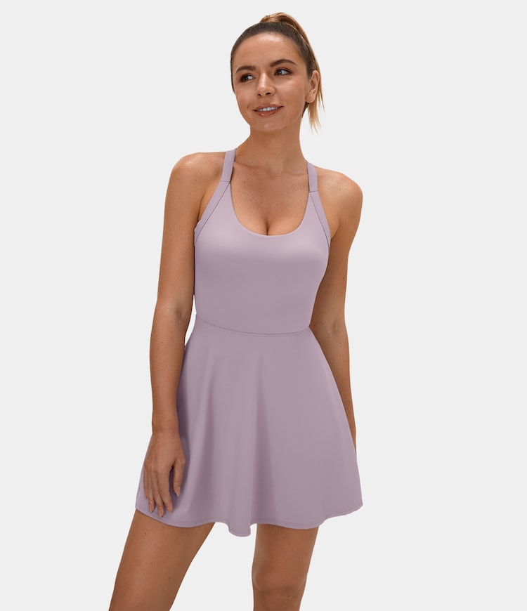 Backless Cut Out Twisted Side Pocket 2-in-1 Barre Ballet Dance Dress