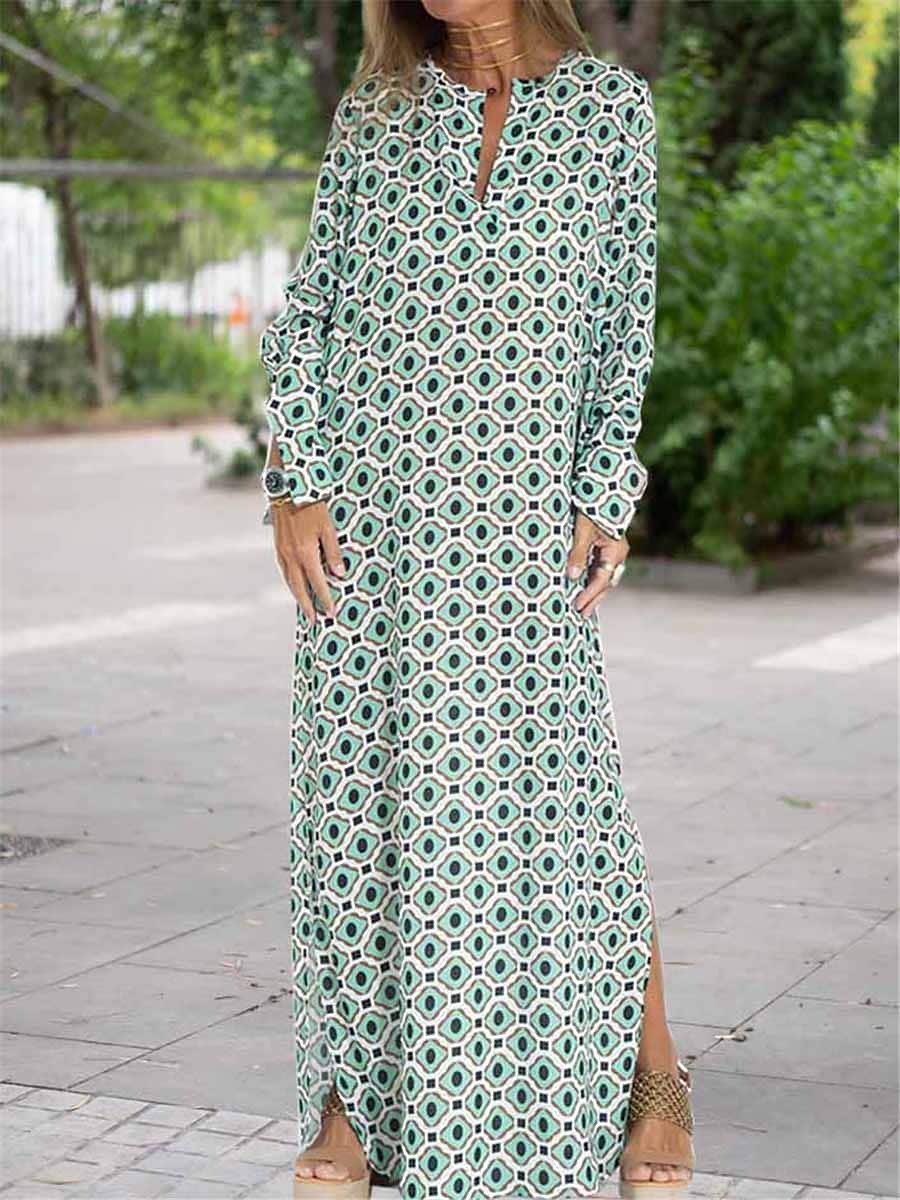 Women's Casual Summer Spring Print Long Dress Fashion Streetwear Geometric Split Print Outdoor Daily Holiday Loose S M L XL XXL