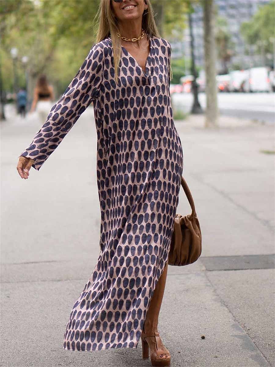 Women's Casual Summer Spring Print Long Dress Fashion Streetwear Geometric Split Print Outdoor Daily Holiday Loose S M L XL XXL