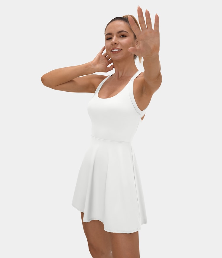 Backless Cut Out Twisted Side Pocket 2-in-1 Barre Ballet Dance Dress