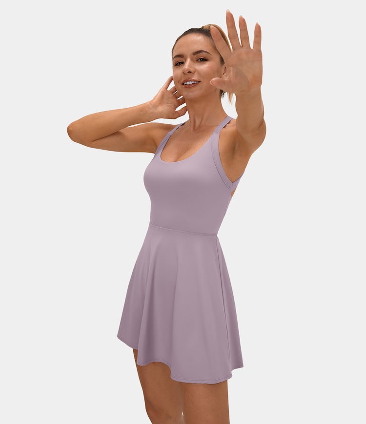 Backless Cut Out Twisted Side Pocket 2-in-1 Barre Ballet Dance Dress