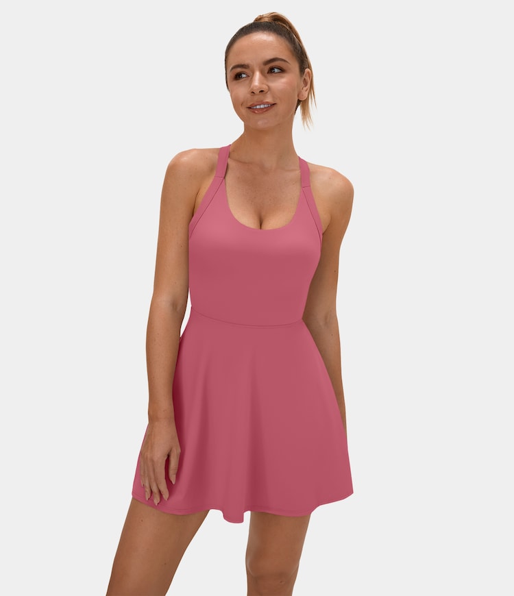 Backless Cut Out Twisted Side Pocket 2-in-1 Barre Ballet Dance Dress