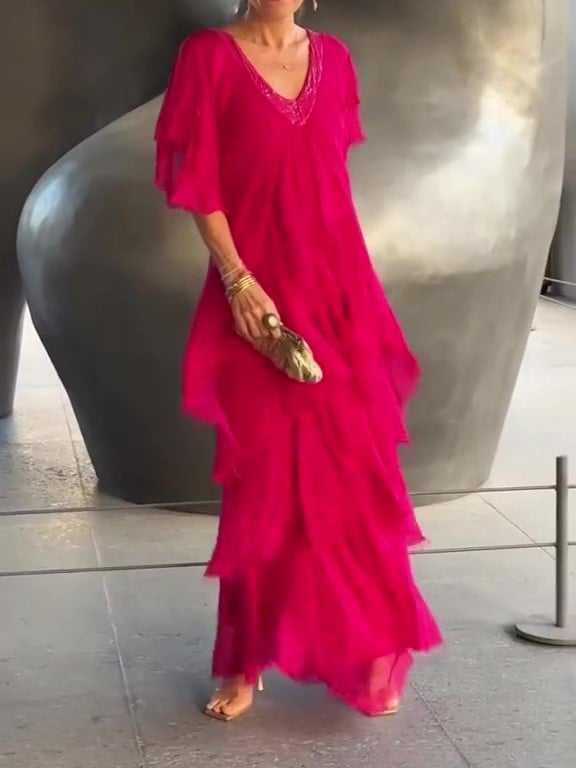 Elegant V-neck Maxi Dress