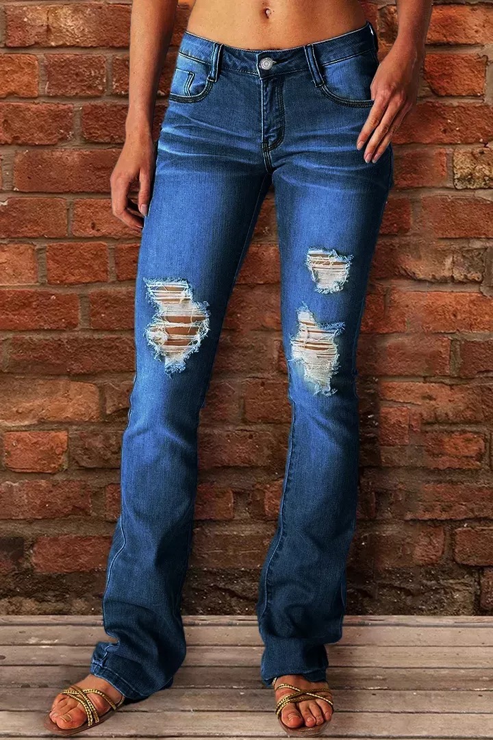 Vintage Ripped Low Waist Jeans