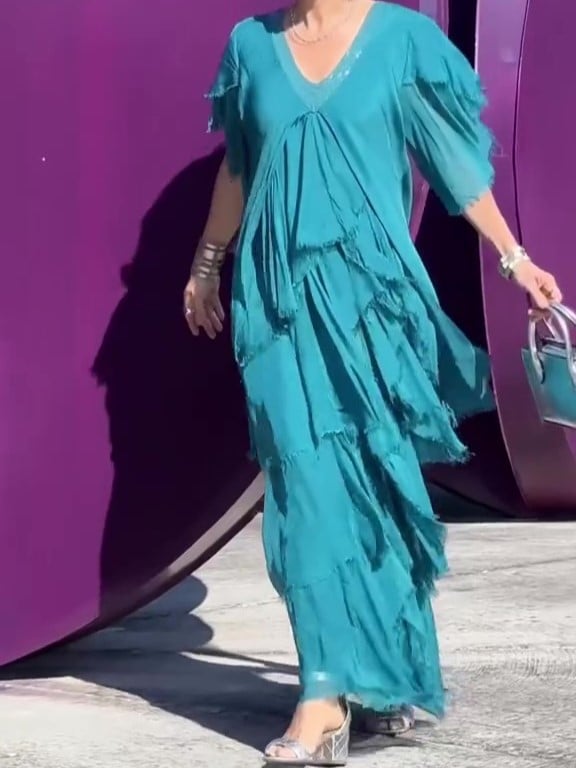 Elegant V-neck Maxi Dress