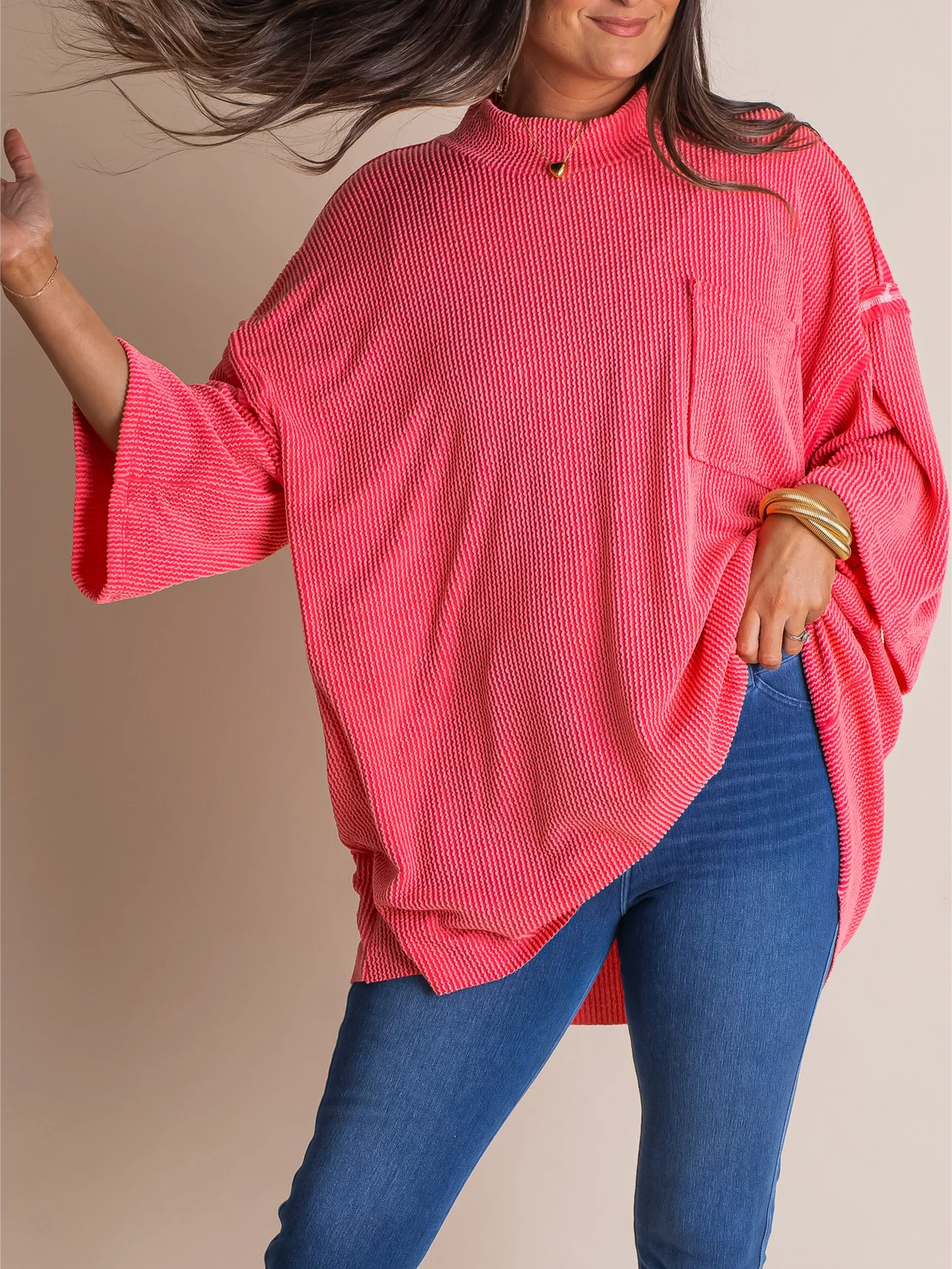 Women's super loose large version of short -sleeved front pocket design(50% OFF🔥)