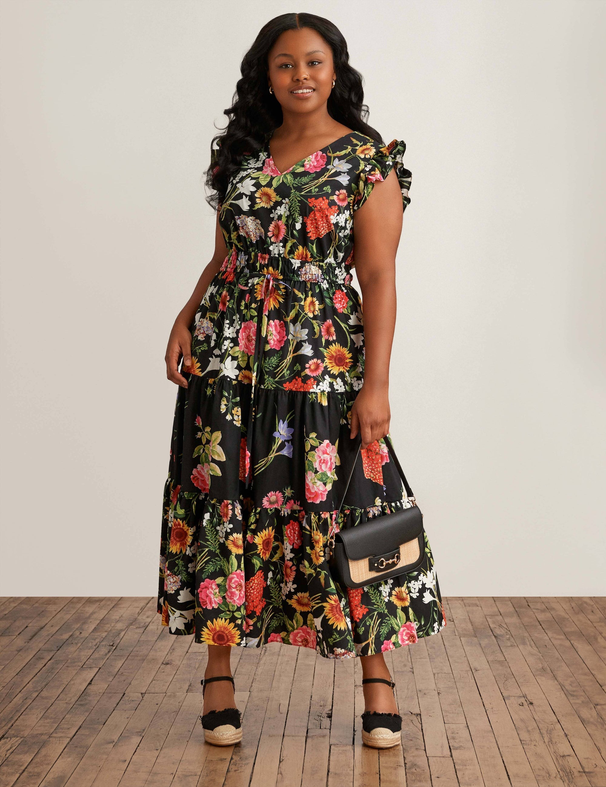 Floral Tiered Cotton Maxi Dress