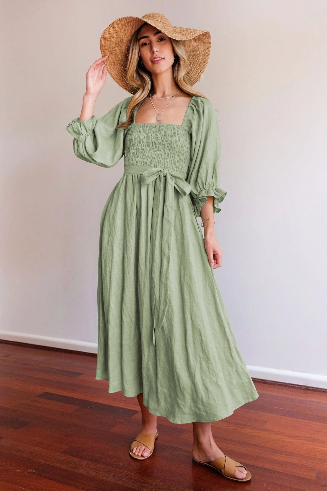 🏖️FRENCH RUFFLED LANTERN SLEEVES MULTI-WEAR DRESS🔥HOT SALE 50% OFF