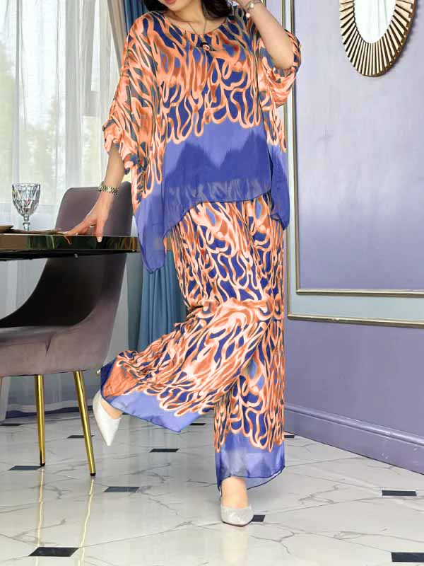 Women's Round Neck Printed Chiffon Suit (Buy 2 Free Shipping)