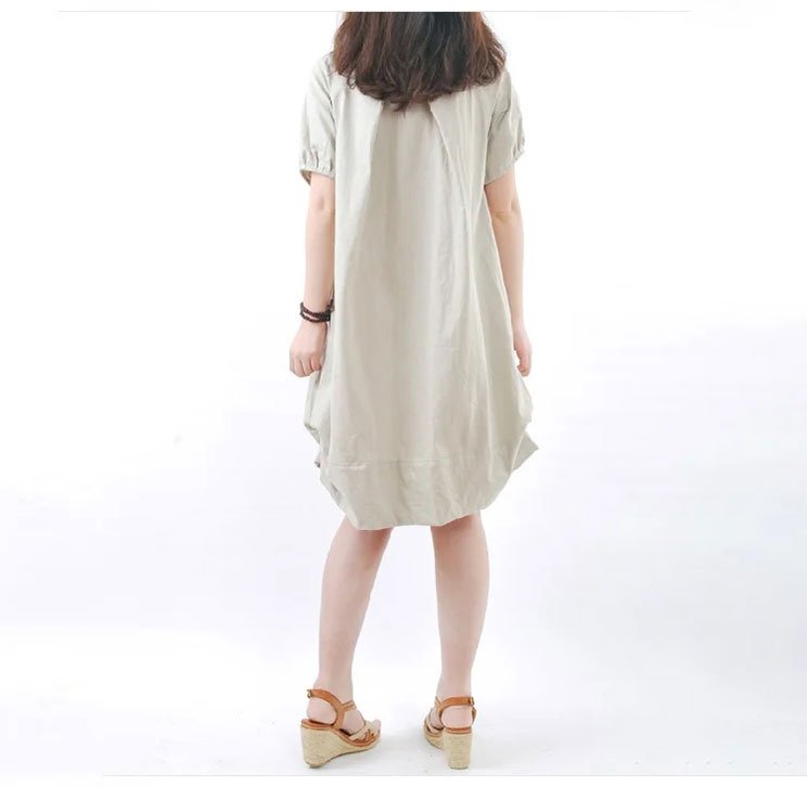 👗Plus Size Linen Cotton Pocket Dress