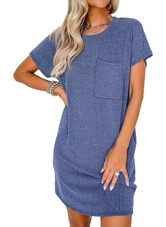 2024 NEW Effortless Chic Ribbed Knit Dress(Buy 2 Free Shipping)