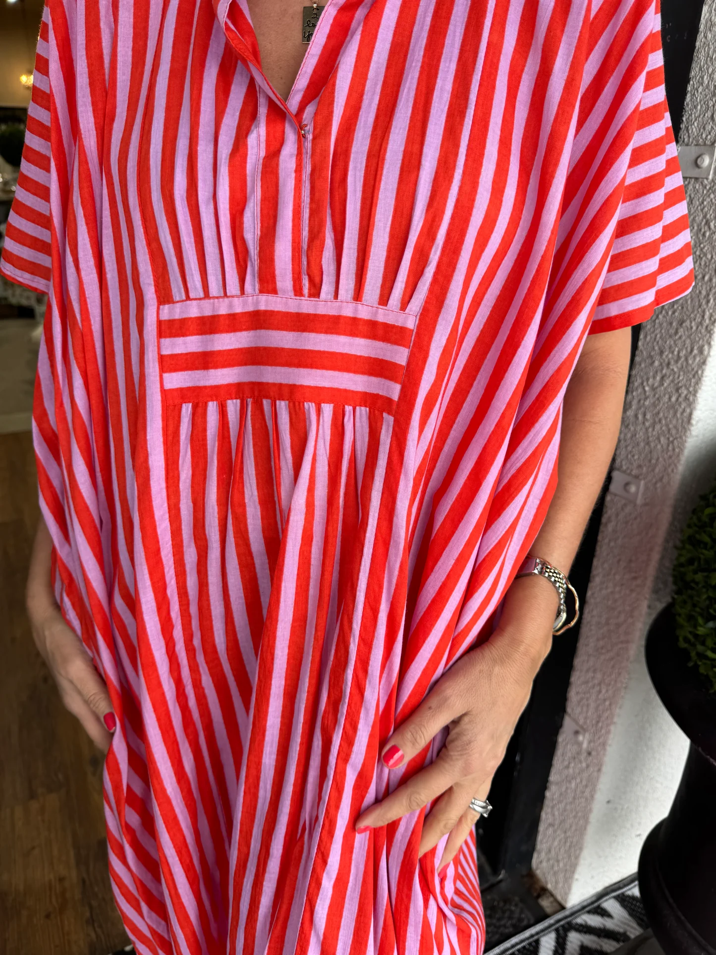 Women's V Neck Striped Shirt Dress (Buy 2 Free Shipping)