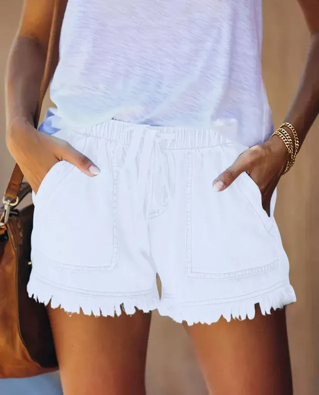 2023 Year's Womens Casual Denim Shorts with Pockets Cotton Jean Short
