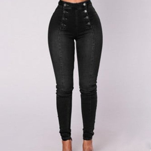 🔥HotSale🔥-Double Breasted High Waist Skinny Jeans