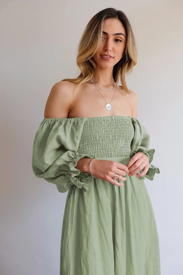 🏖️FRENCH RUFFLED LANTERN SLEEVES MULTI-WEAR DRESS🔥HOT SALE 50% OFF