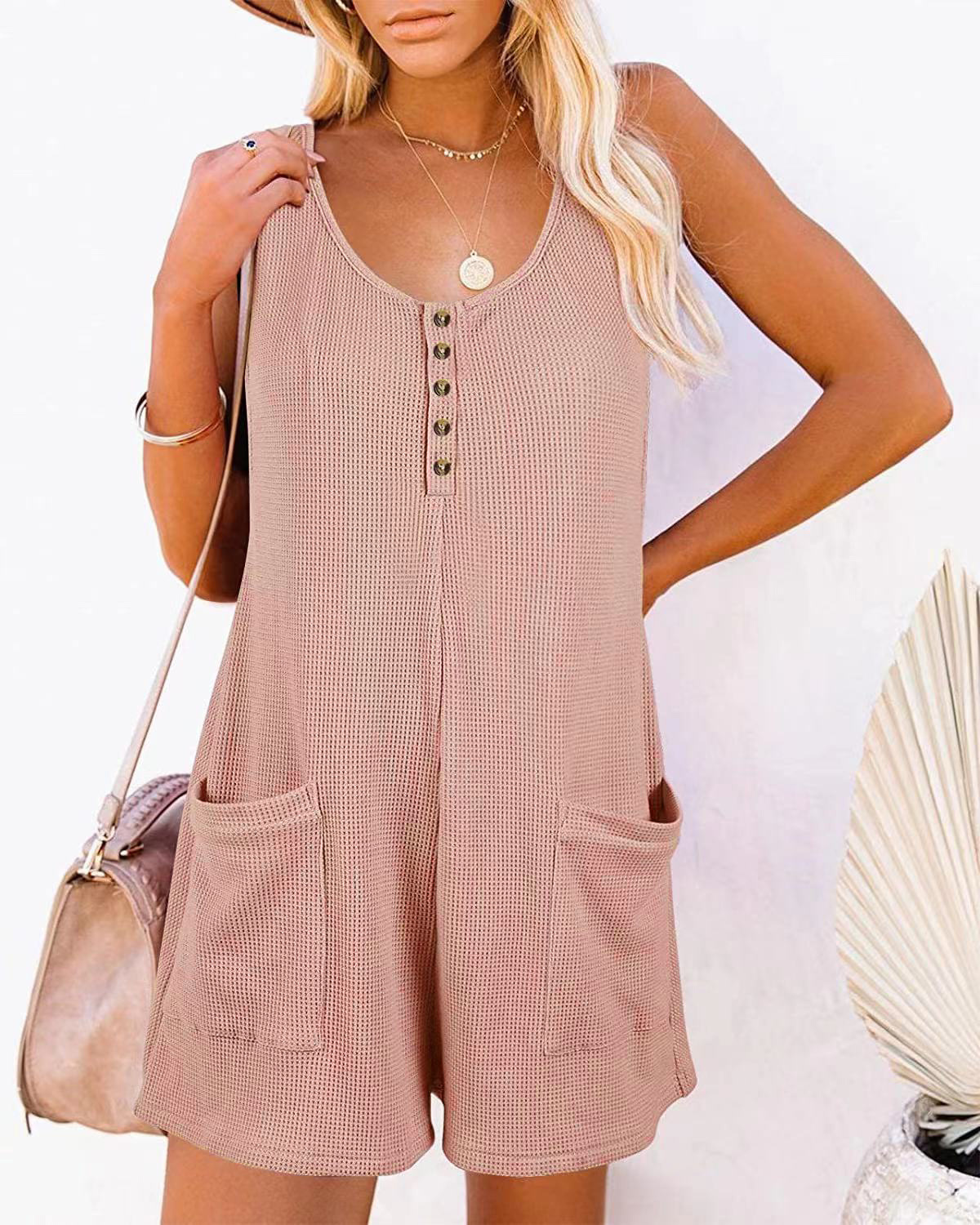 Simple fashion Button pocket vest jumpsuit