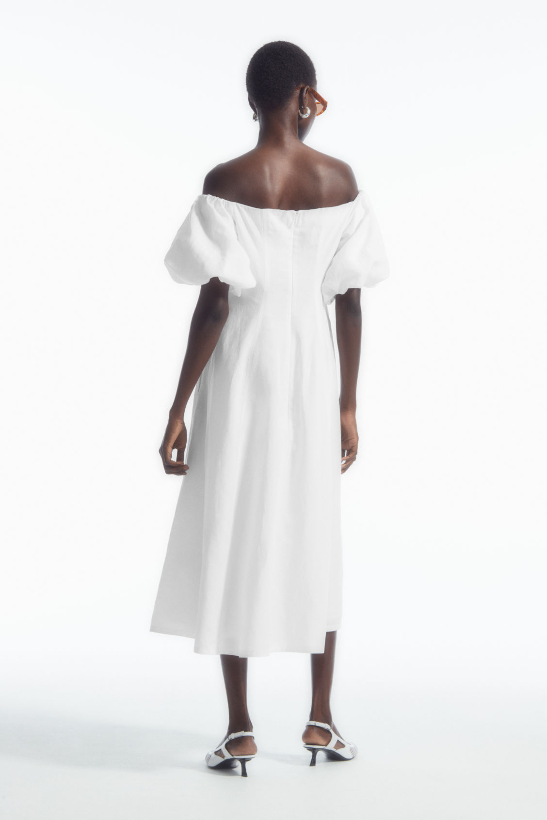 OFF-THE-SHOULDER PUFF-SLEEVE DRESS