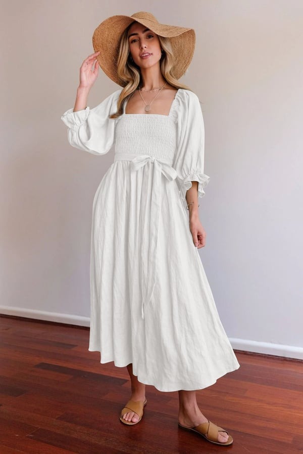 🏖️FRENCH RUFFLED LANTERN SLEEVES MULTI-WEAR DRESS🔥HOT SALE 50% OFF