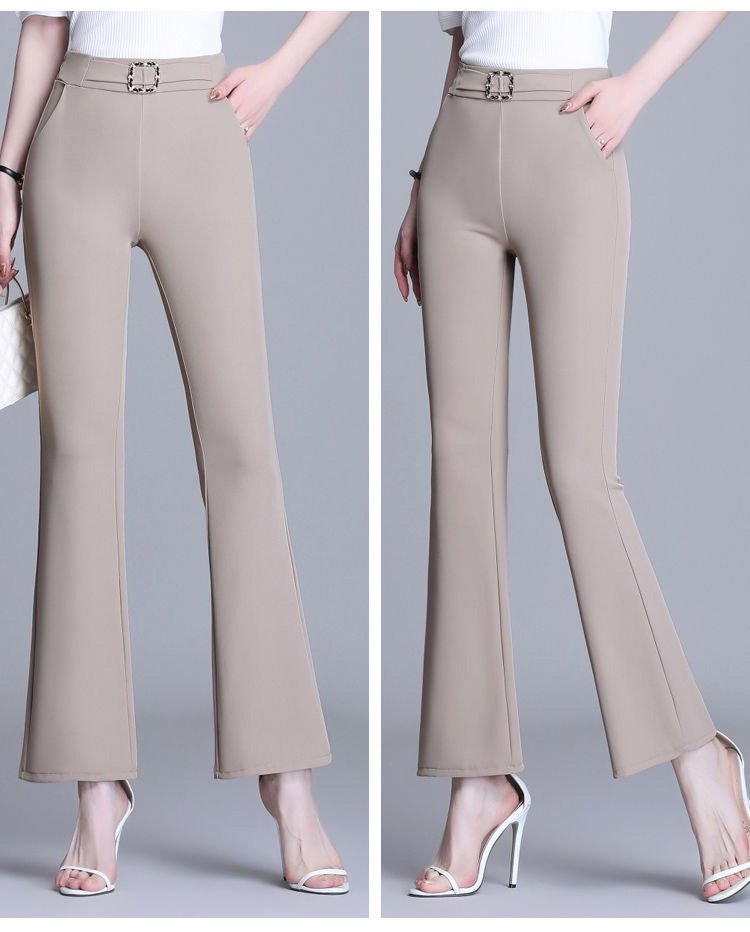 High waist drapey ice silk thin micro flare pants