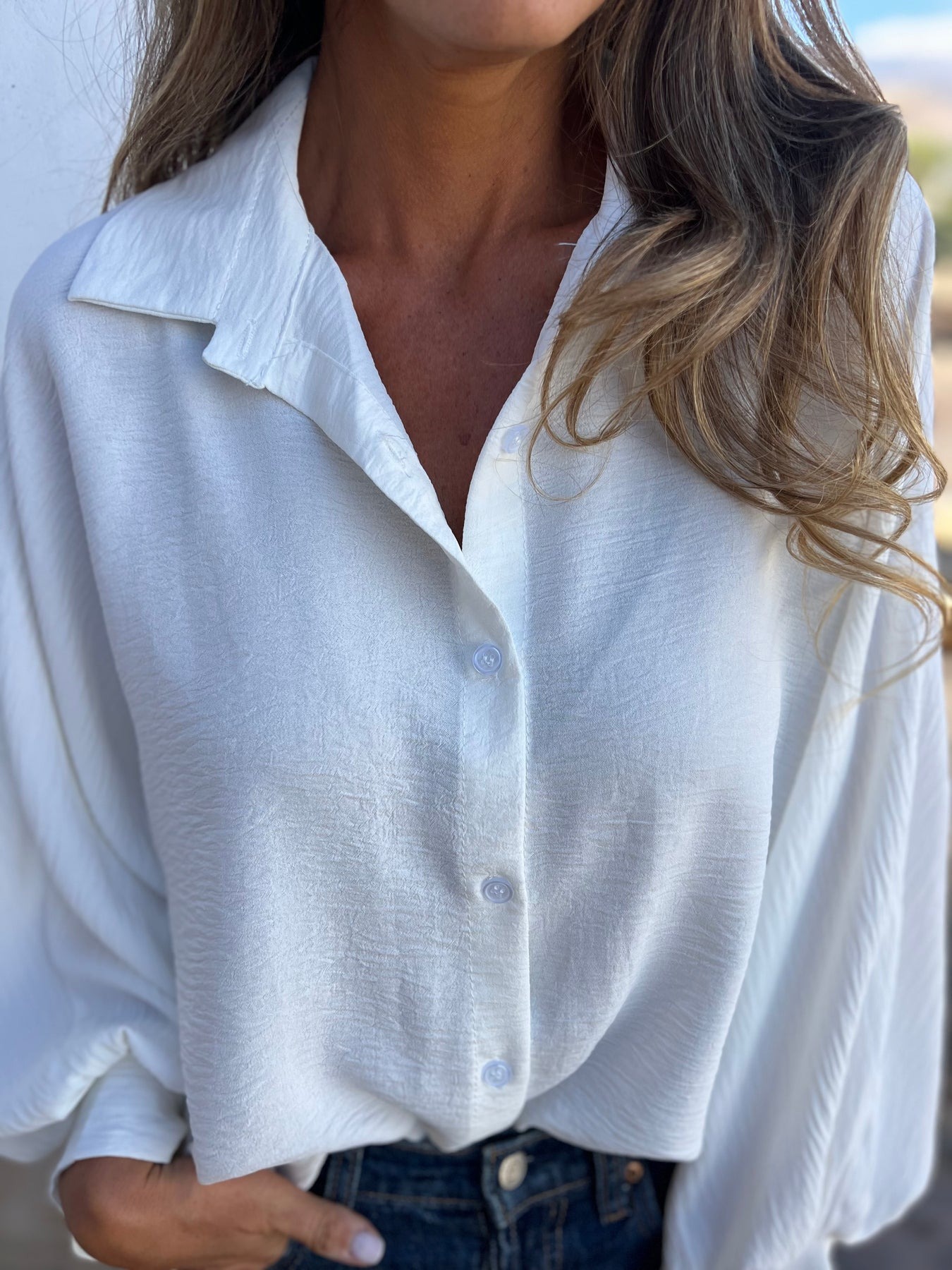 Wide Puffed Sleeves Blouse