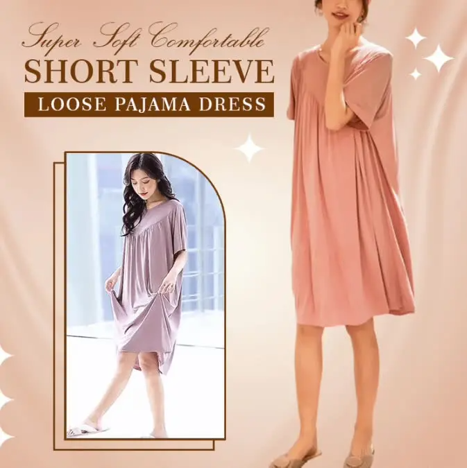 🔥LAST DAY 50% OFF 🔥Super Soft Comfortable Short Sleeve Loose Pajama Dress