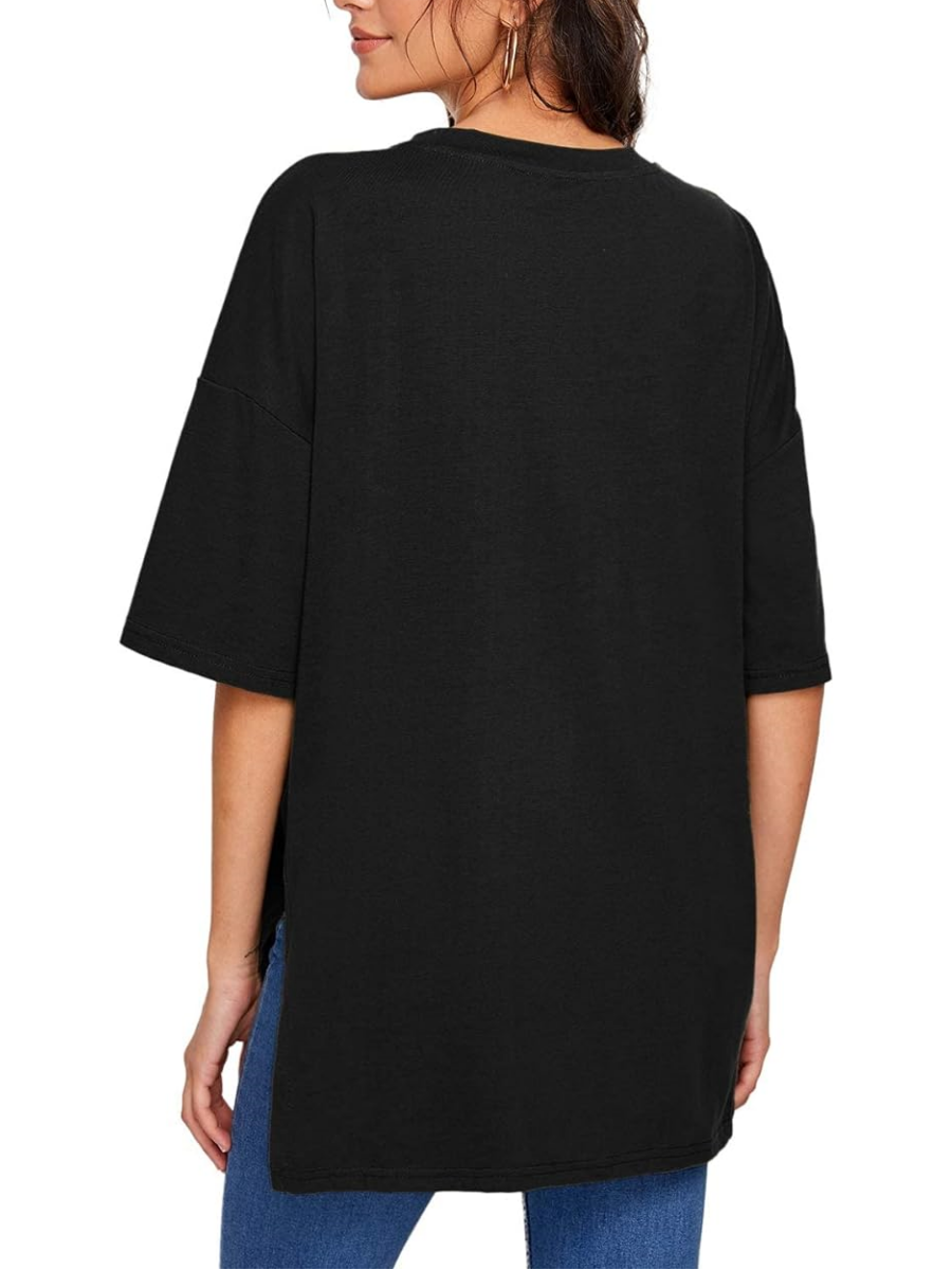 Casual Loose Side Slit Medium Sleeve T-Shirt Tops (Buy 2 Free Shipping)