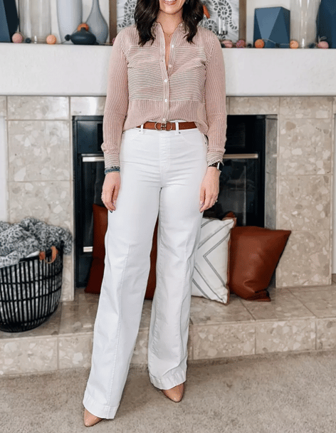 Seamed Front Wide Leg Jeans (Buy 2 Free Shipping)