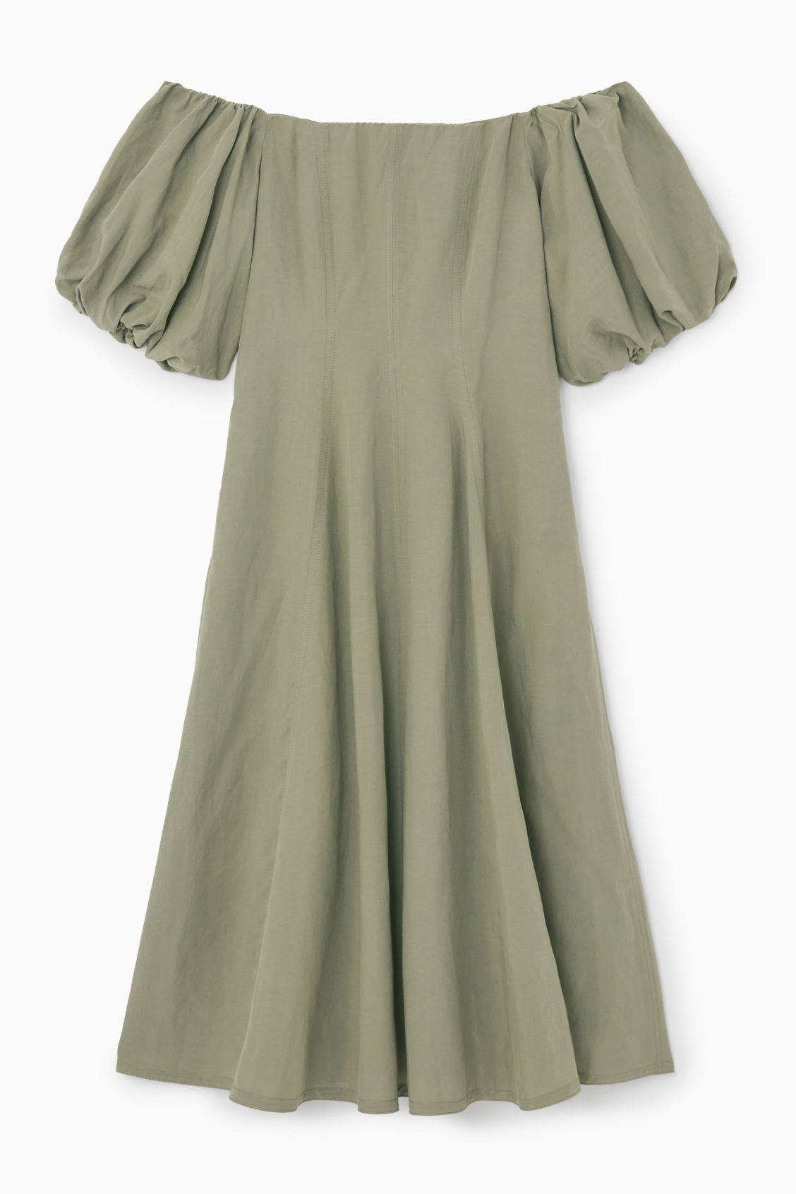 OFF-THE-SHOULDER PUFF-SLEEVE DRESS