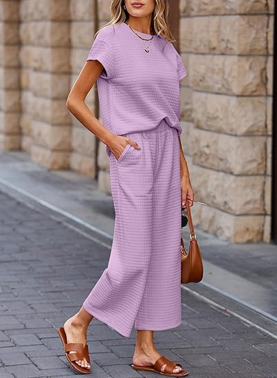 ✨Women's Casual Textured Tops and Wide Leg Pants Lounge Sets (Buy 2 Free Shipping)