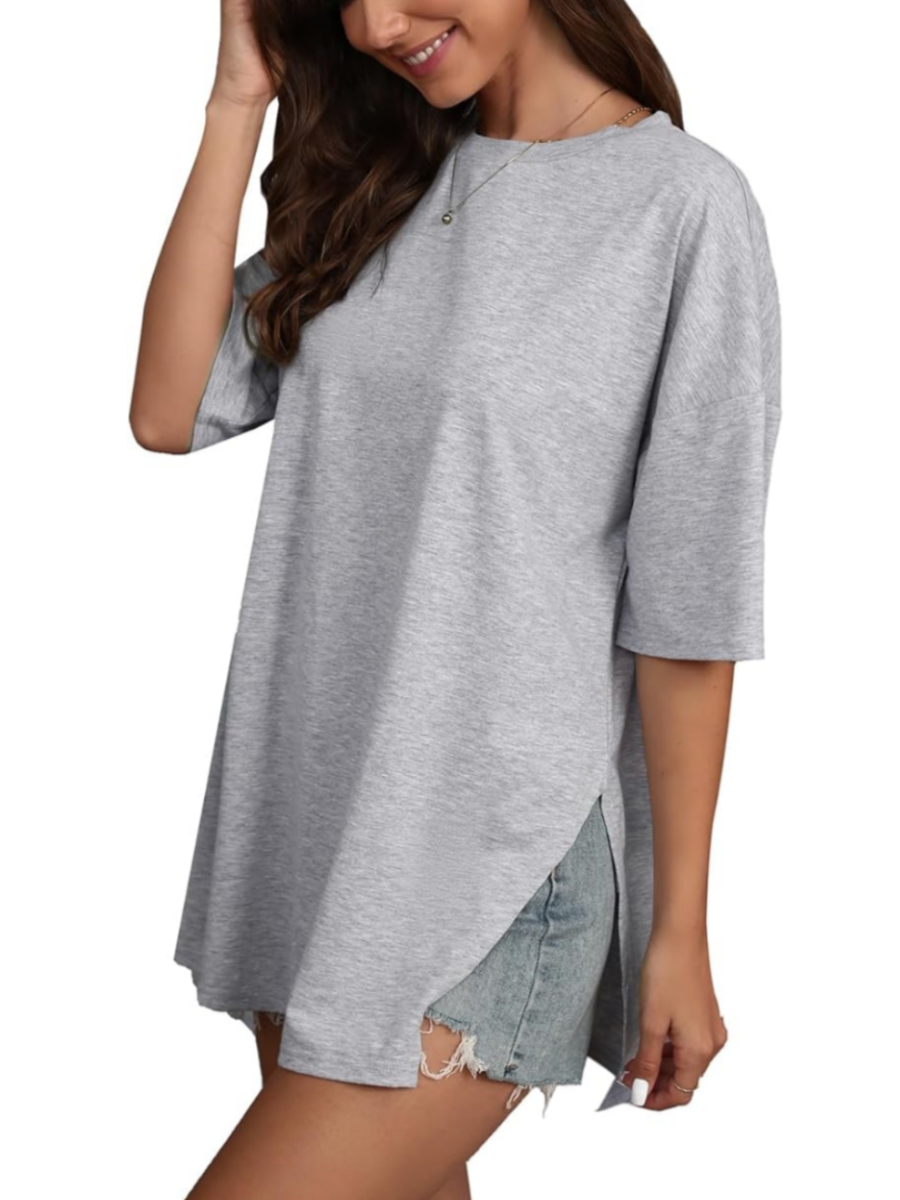Casual Loose Side Slit Medium Sleeve T-Shirt Tops (Buy 2 Free Shipping)