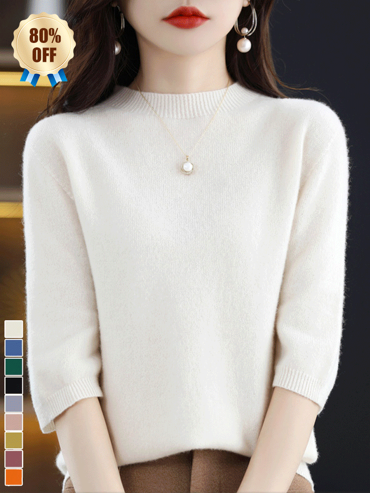  Spring And Summer Loose And Versatile Three-quarter Sleeve Wool Knitted Sweater