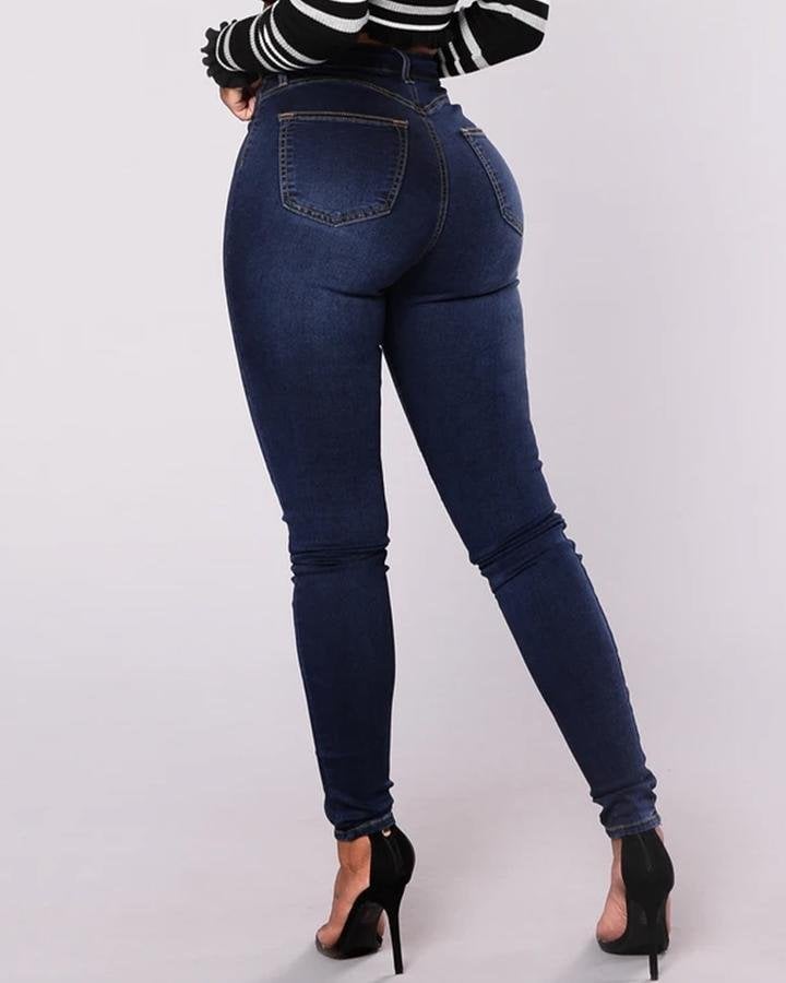 🔥HotSale🔥-Double Breasted High Waist Skinny Jeans