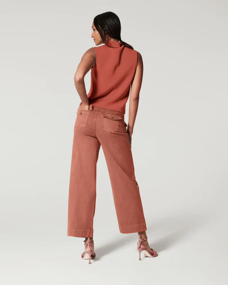 Stretch Twill Cropped Wide Leg Pant（Buy 2 Free Shipping）