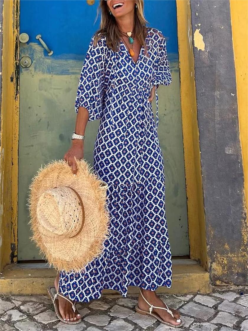 Women's Boho Puff Sleeve Maxi Dress (Buy 2 Free Shipping)