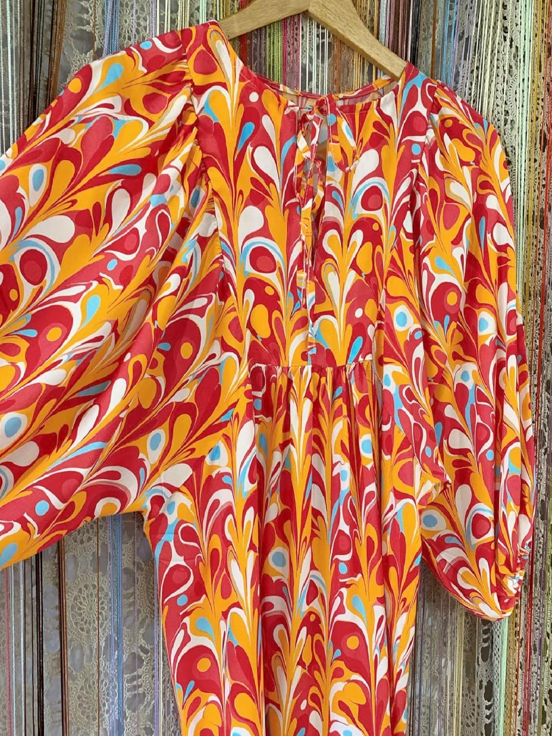 Womens Loose Fit Casual Summer V Neck Half Sleeve Bohemian Maxi Long Dresses