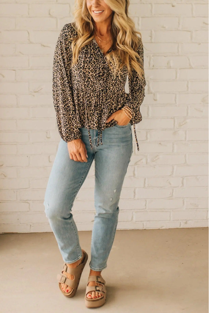 Animal Print Tied Peplum