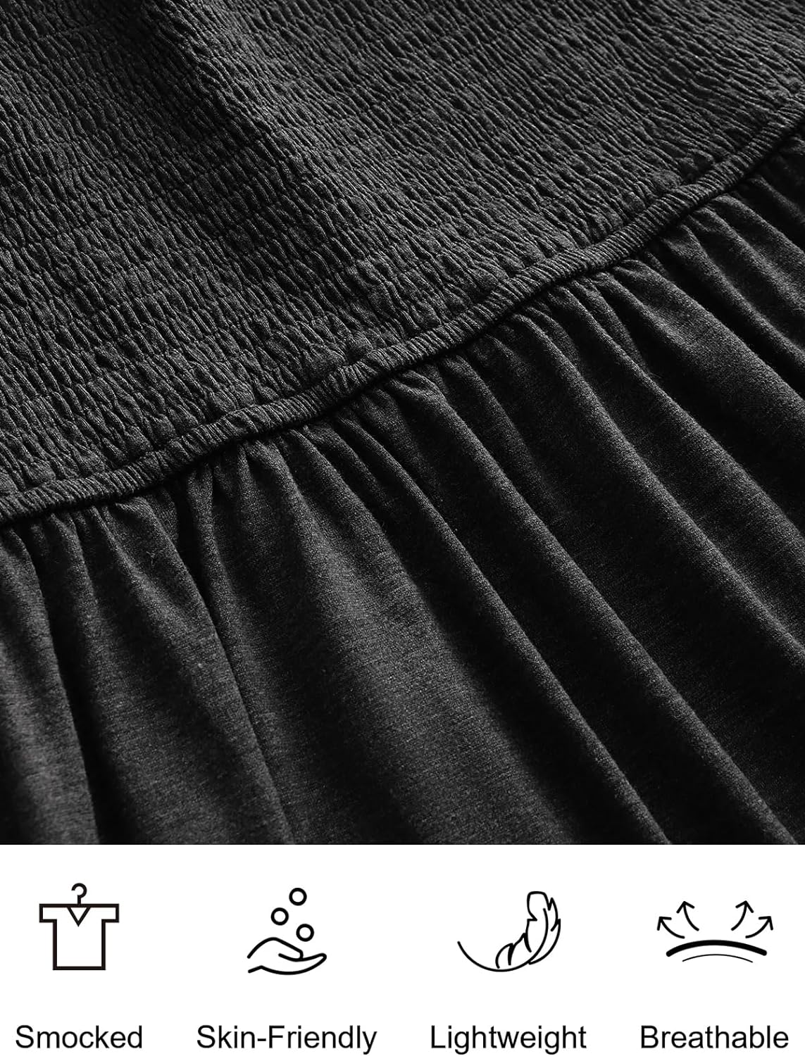 Women’s Summer Maxi Dress Square Neck Ruffle Sleeveless Smocked Tiered Casual Beach Sundress with Pockets