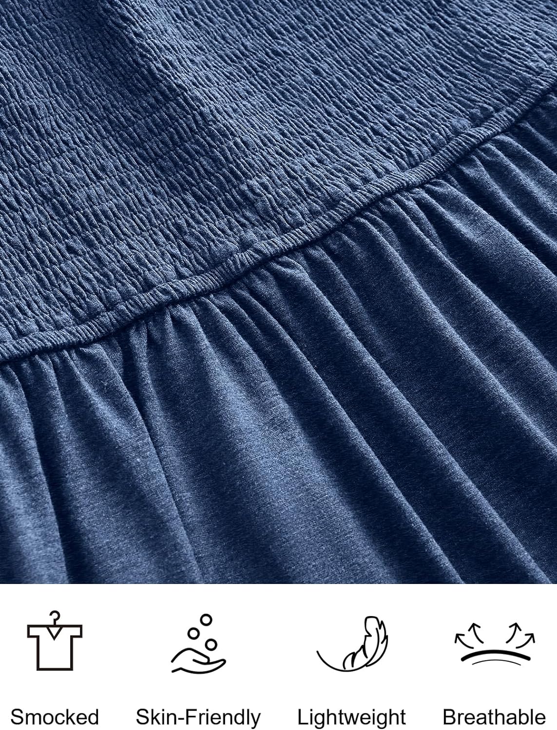 Women’s Summer Maxi Dress Square Neck Ruffle Sleeveless Smocked Tiered Casual Beach Sundress with Pockets