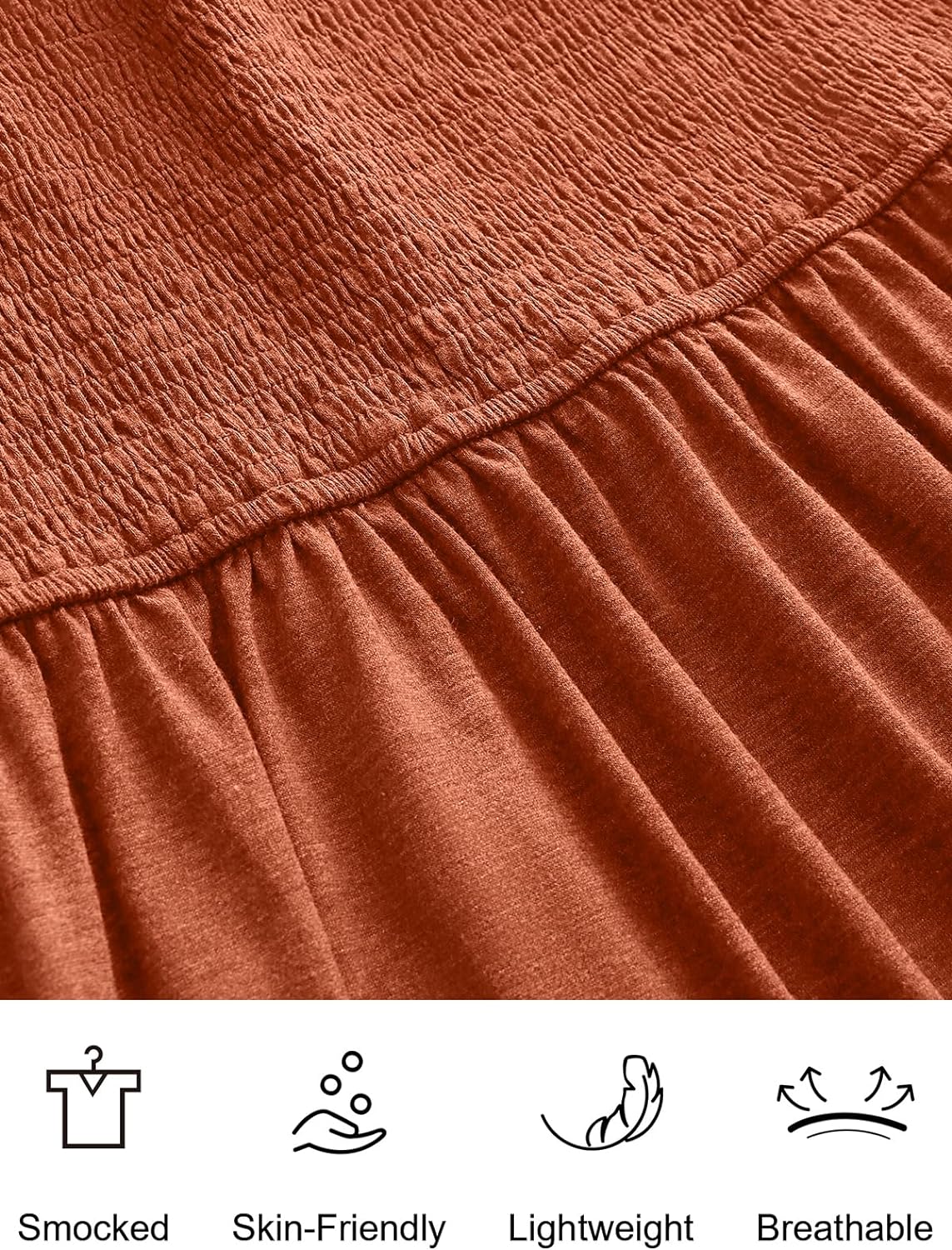 Women’s Summer Maxi Dress Square Neck Ruffle Sleeveless Smocked Tiered Casual Beach Sundress with Pockets