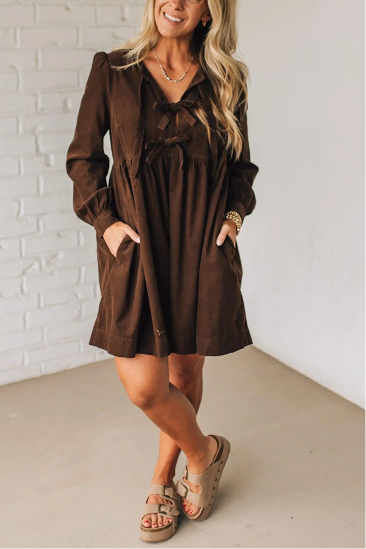 Corduroy Triple Tied Mini Dress