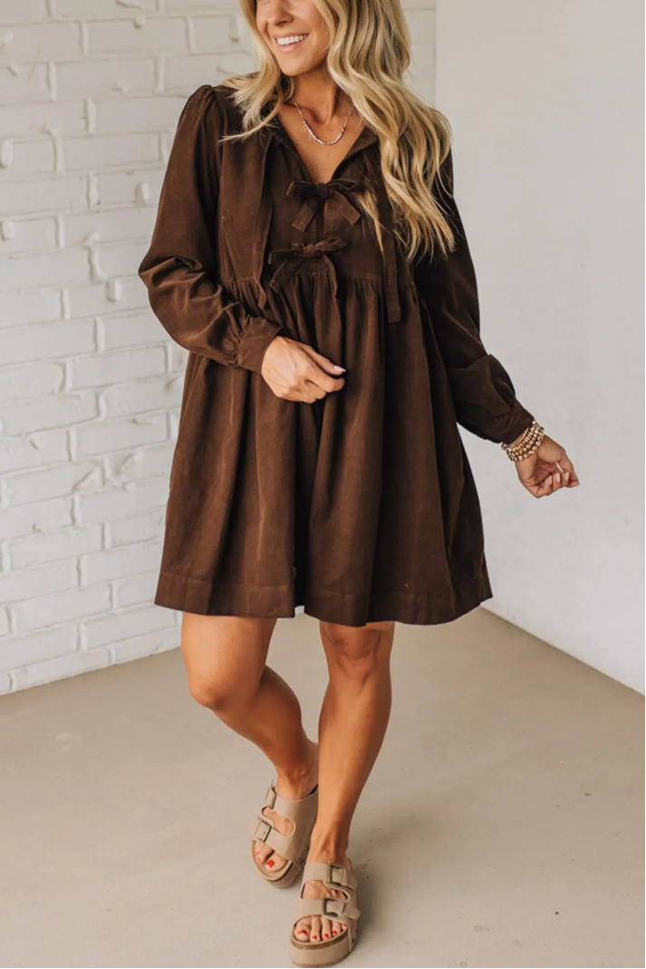 Corduroy Triple Tied Mini Dress