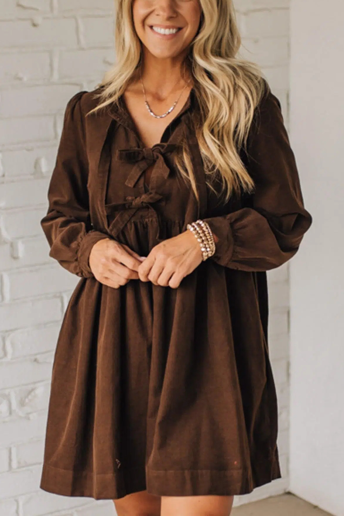 Corduroy Triple Tied Mini Dress