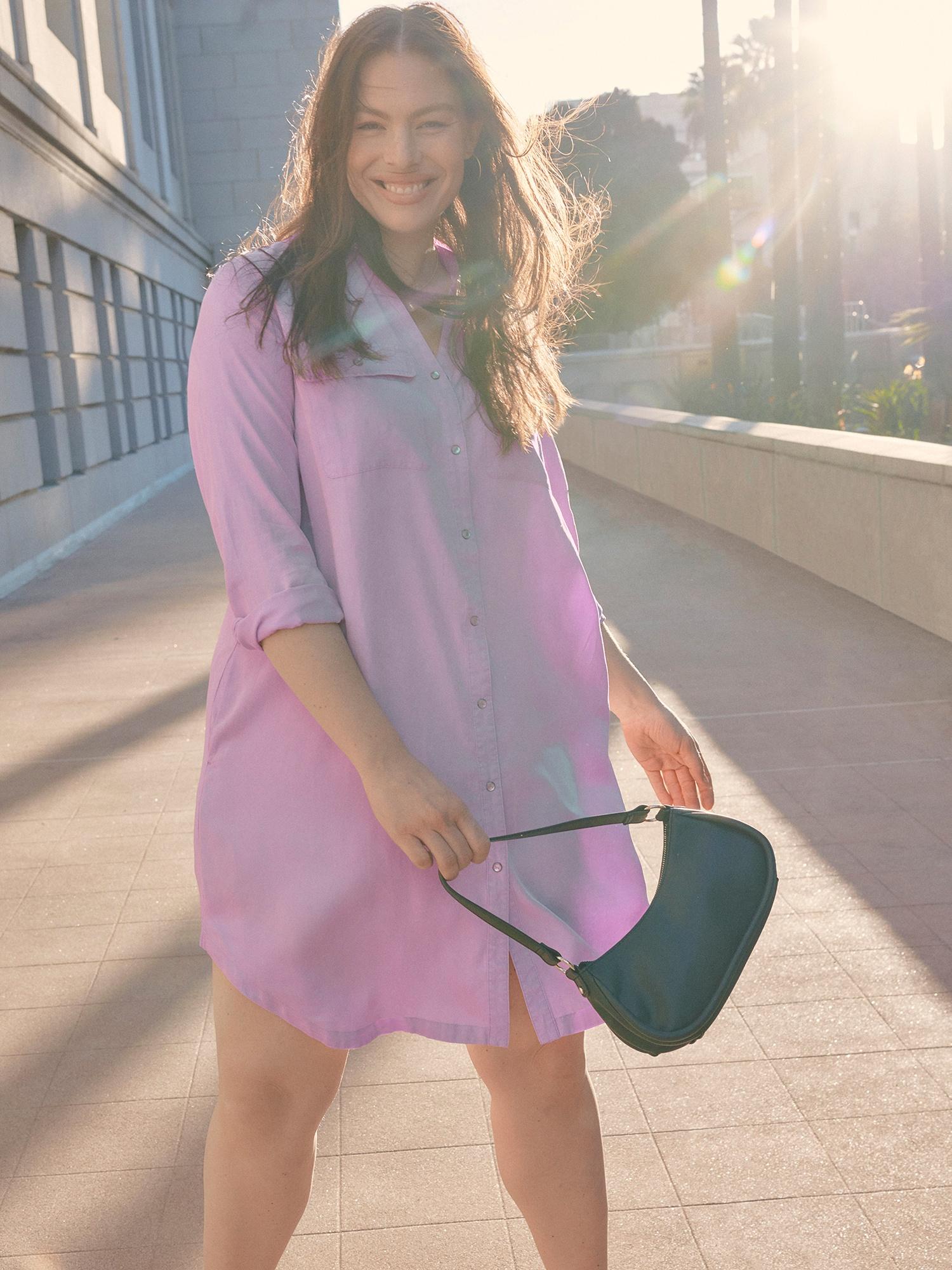 Women’s Plus Size Shirtdress with Long Sleeves