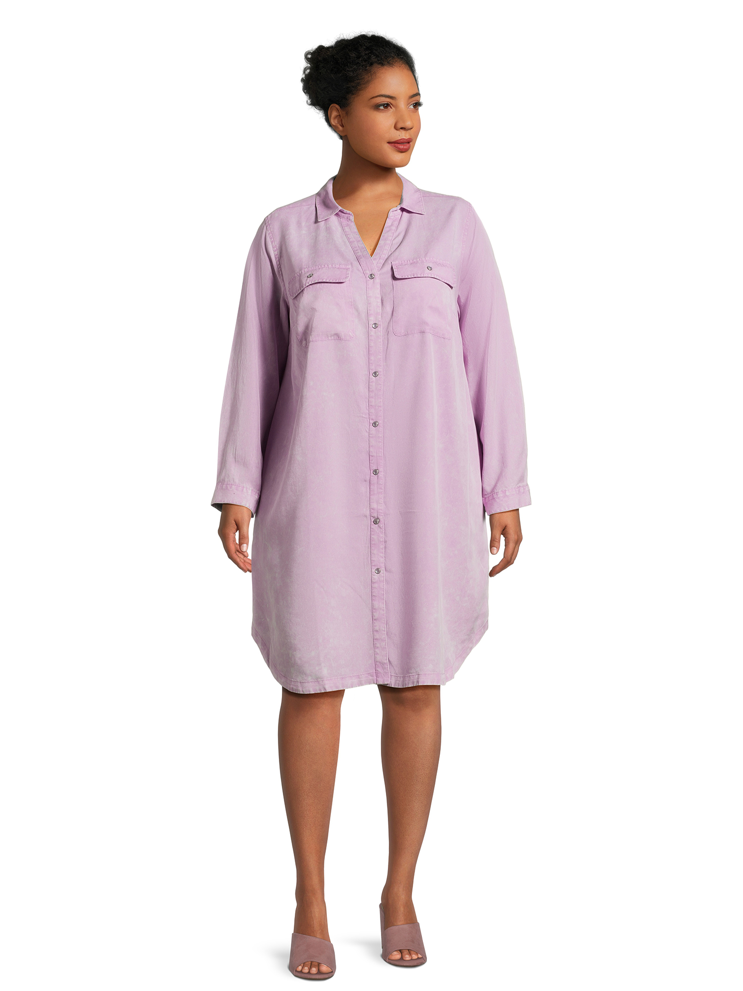 Women’s Plus Size Shirtdress with Long Sleeves