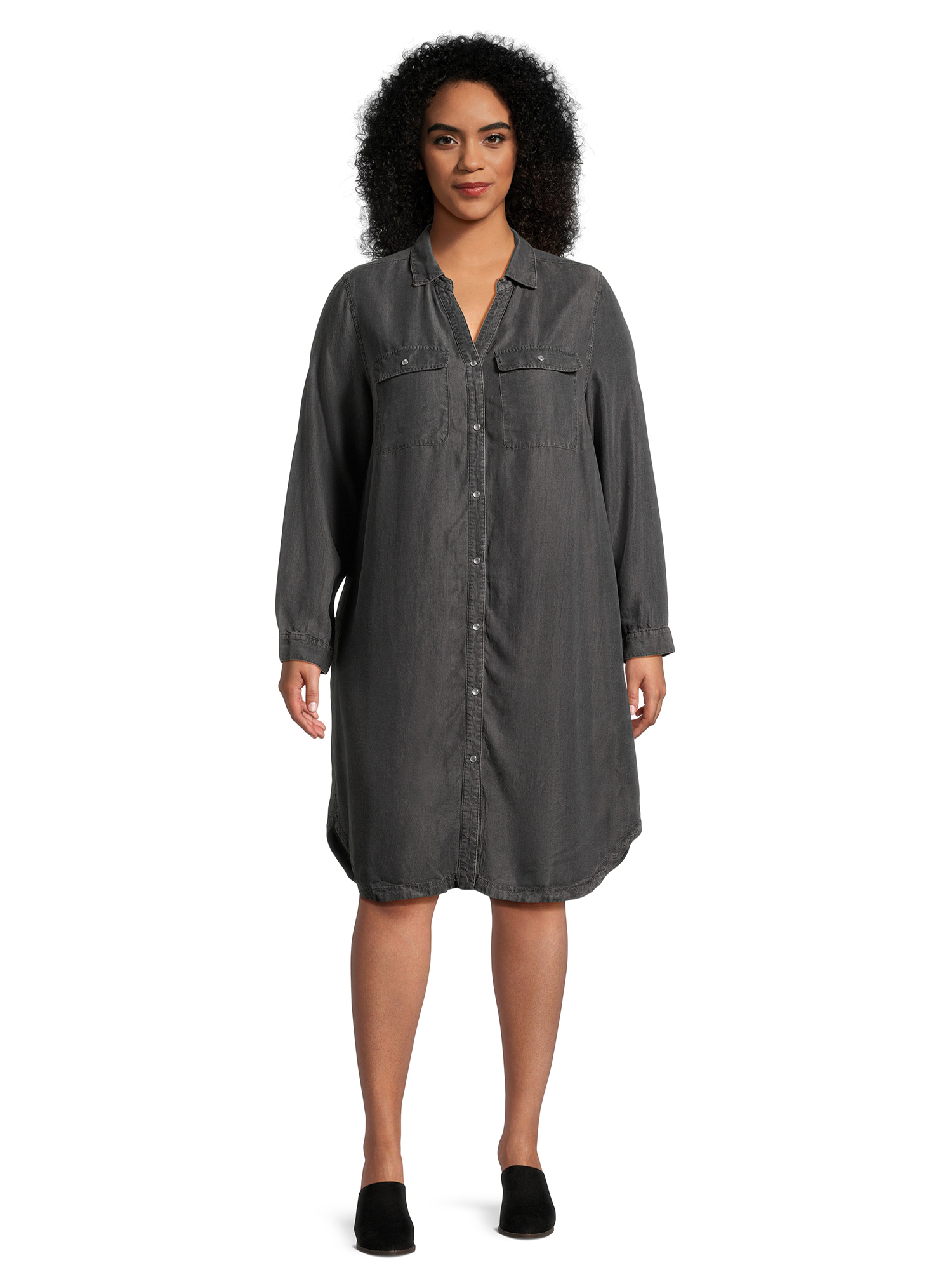 Women’s Plus Size Shirtdress with Long Sleeves
