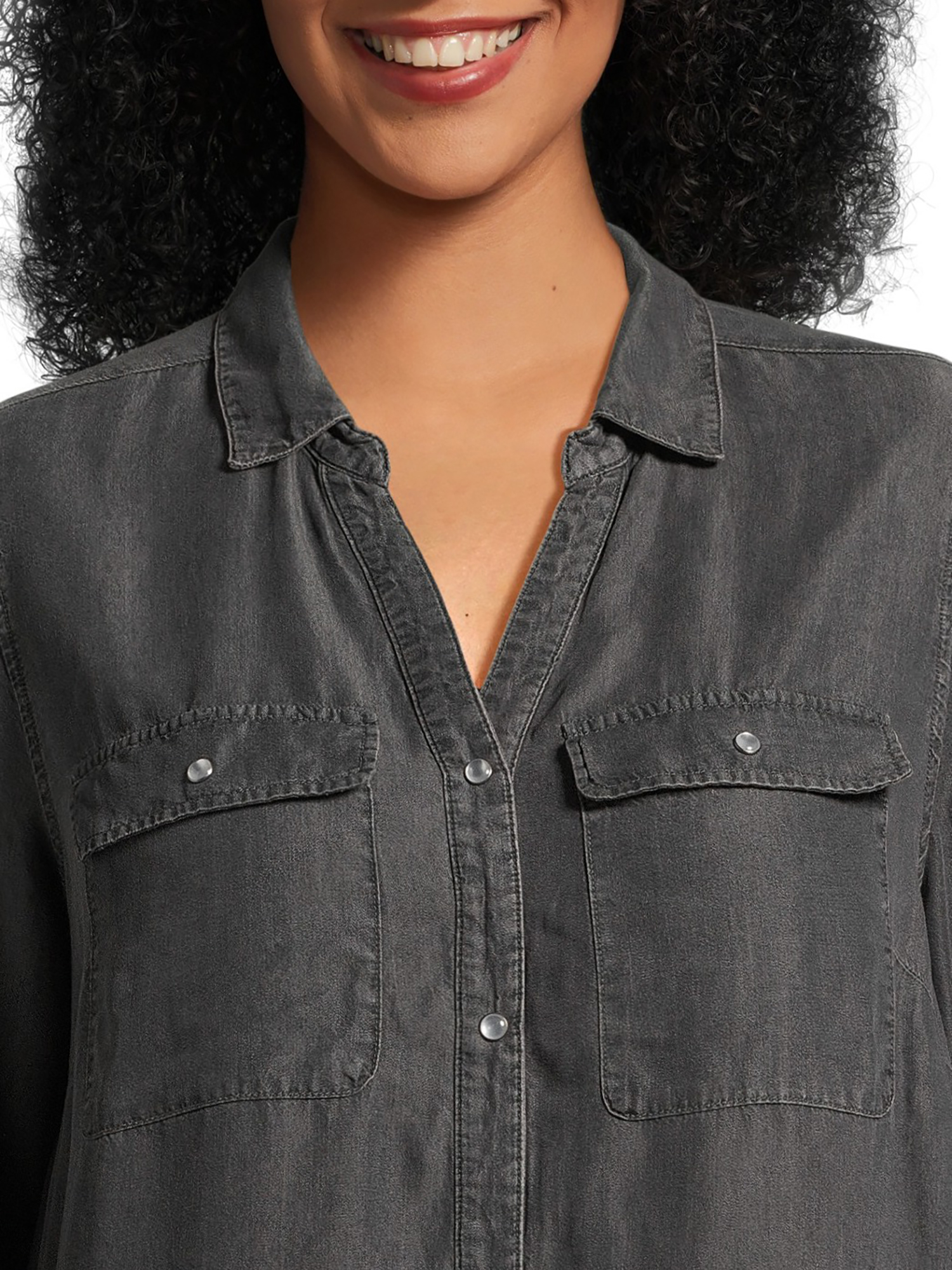 Women’s Plus Size Shirtdress with Long Sleeves