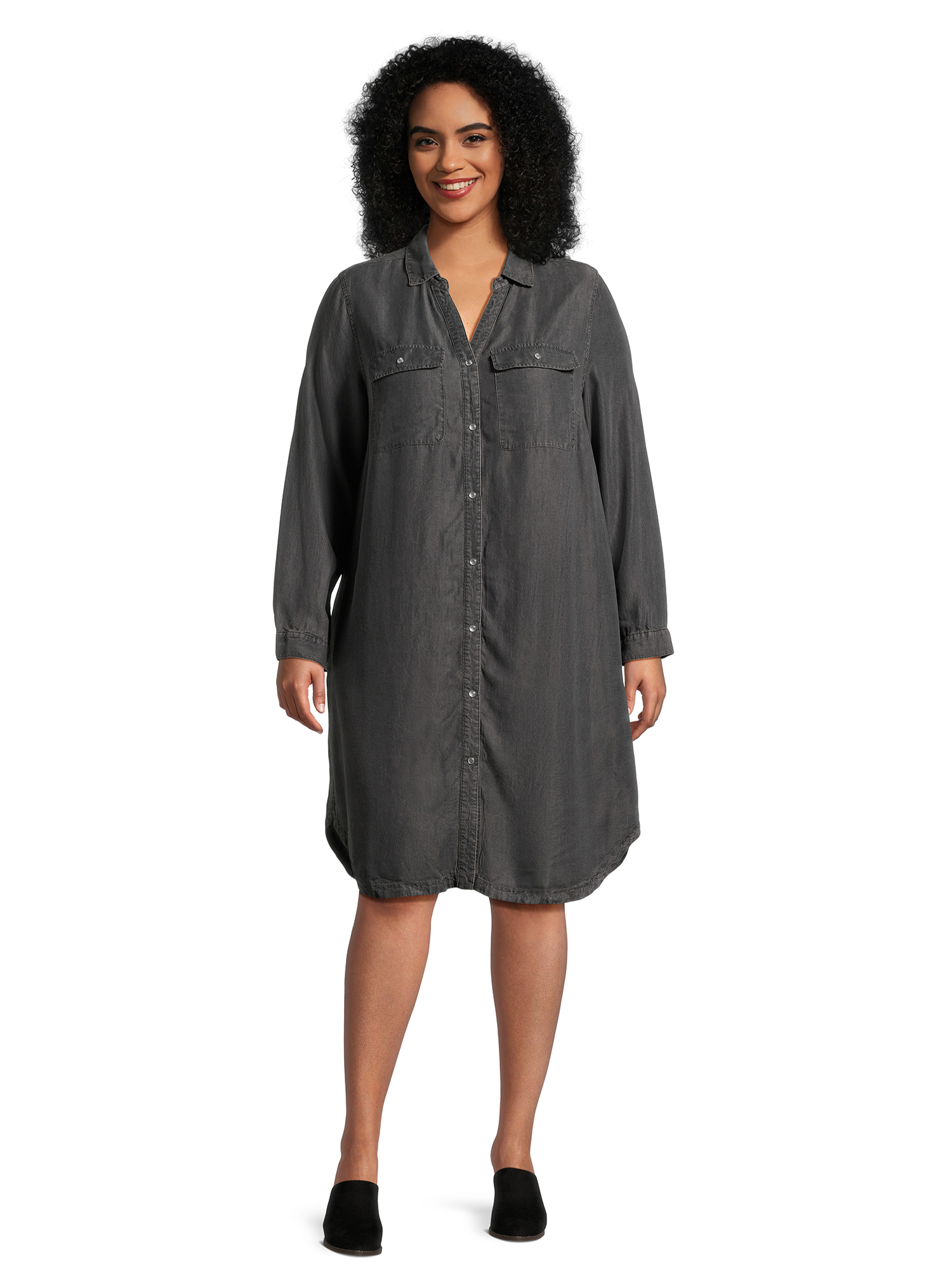 Women’s Plus Size Shirtdress with Long Sleeves