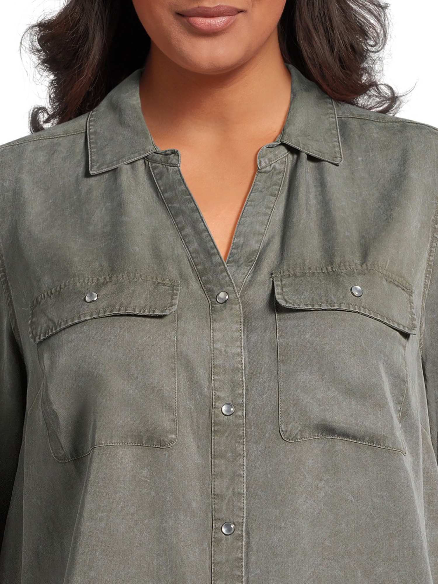 Women’s Plus Size Shirtdress with Long Sleeves