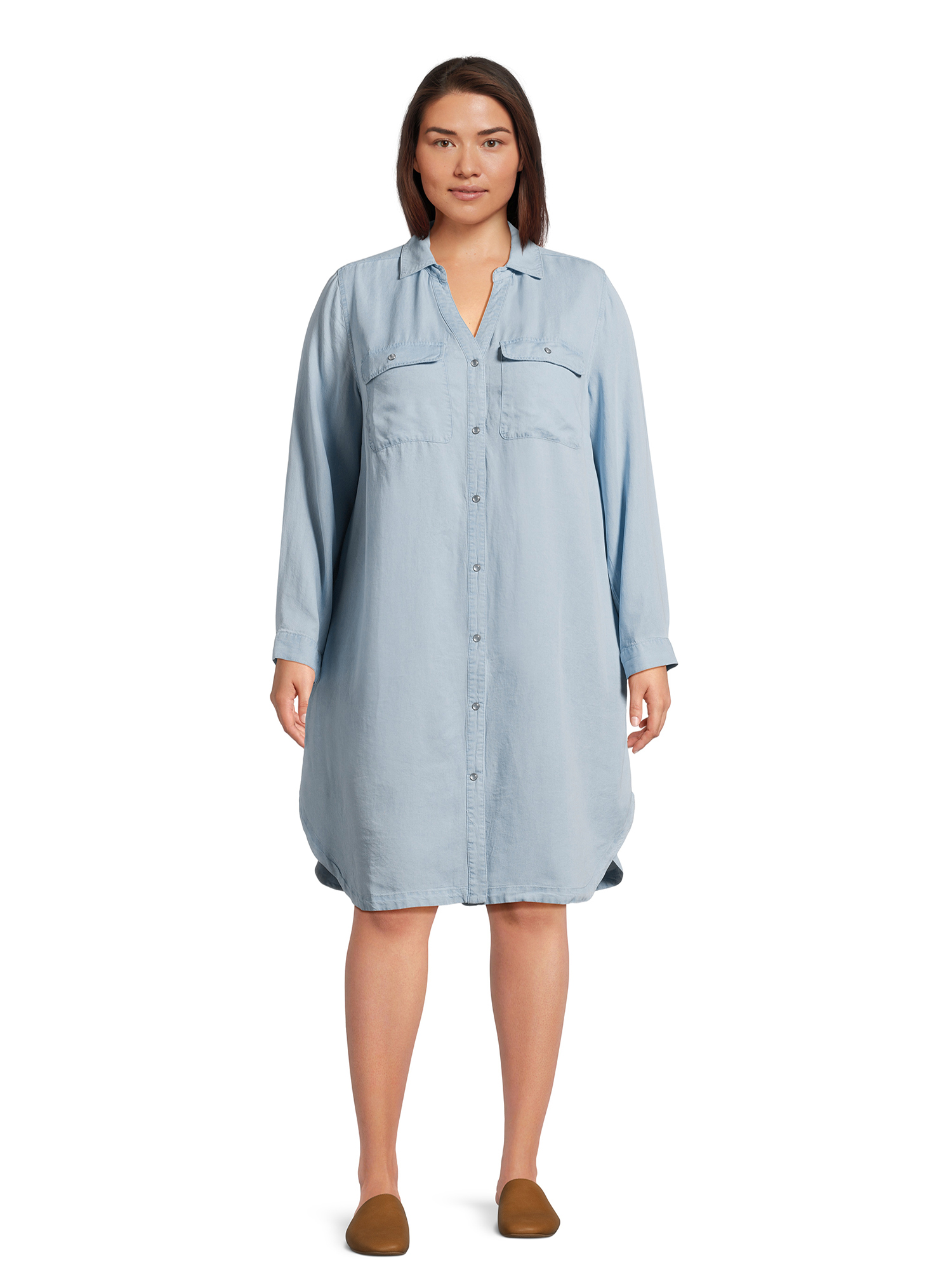 Women’s Plus Size Shirtdress with Long Sleeves